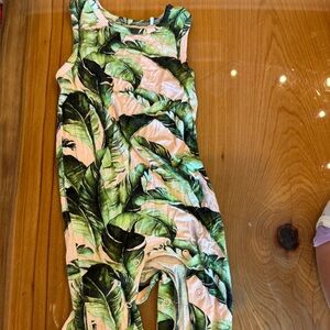 Posh Peanut Green Leaf Print romper